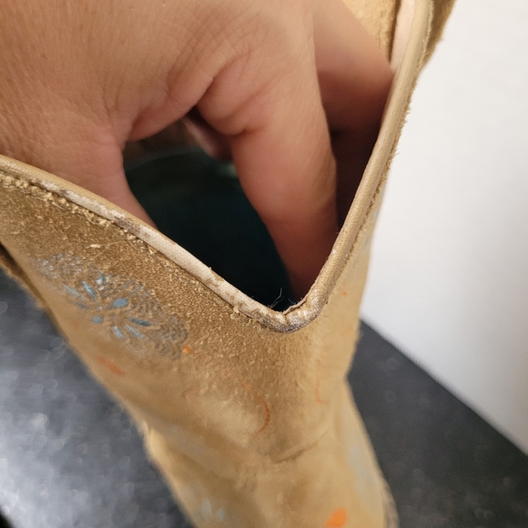 Roper Suede Ankle Boots with Blue and Orange Embroidery - Picture 7 of 9